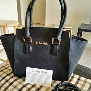Calvin Klein Black Saffiano Satchel